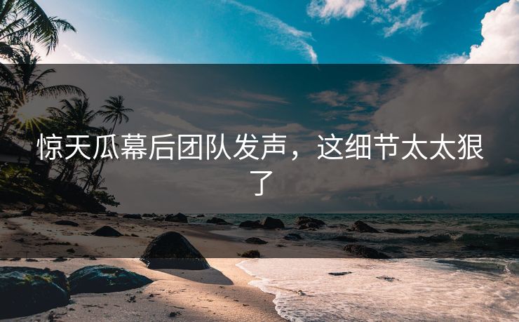 惊天瓜幕后团队发声，这细节太太狠了