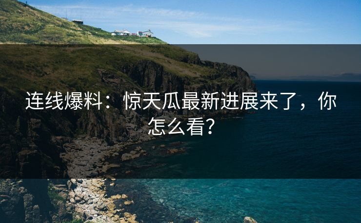 连线爆料：惊天瓜最新进展来了，你怎么看？