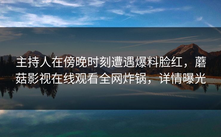 主持人在傍晚时刻遭遇爆料脸红，蘑菇影视在线观看全网炸锅，详情曝光